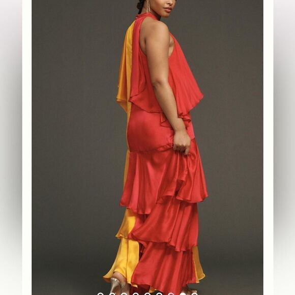 NWT Anthropologie Pinnacle by Shruti Sancheti Colorblock Ruffle Dress Large - Picture 10 of 16